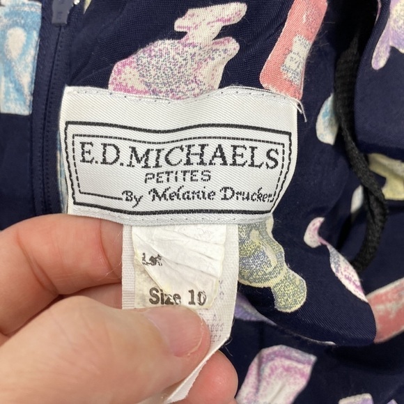 Vintage E.D Michaels By Melanie Drucker Perfume Bottle Navy Blue Dress Size 10 - Picture 10 of 13
